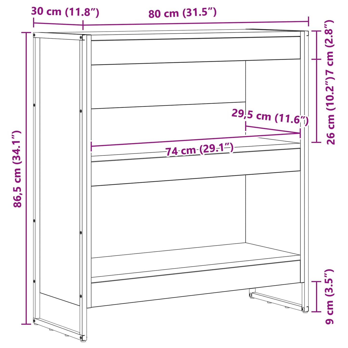 vidaXL Βιβλιοθήκη Παλιό Ξύλο 80 x 30 x 155 εκ Επεξεργασμένο ξύλο