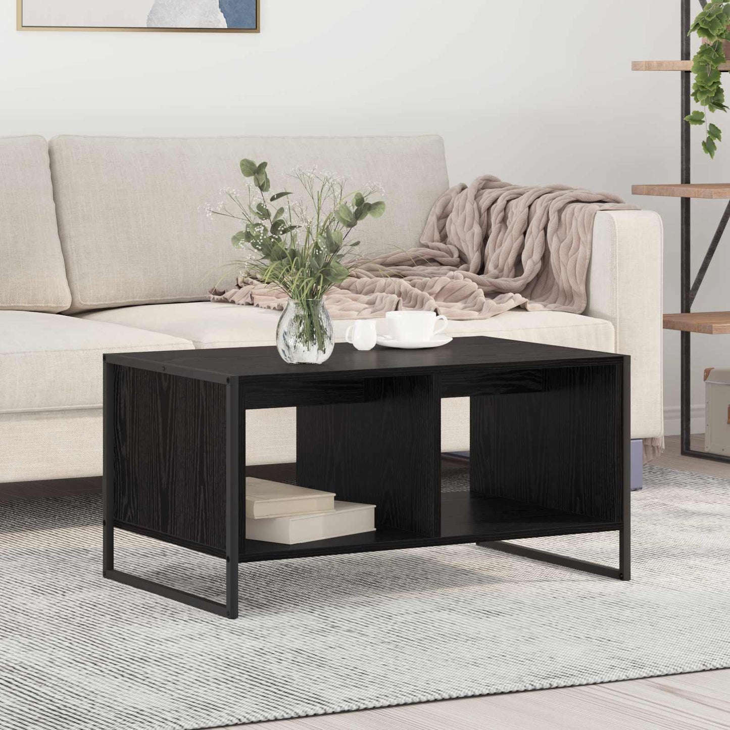 vidaXL Τραπεζάκι σαλονιού Μαύρη Οξυά 80 x 50 x 40 cm