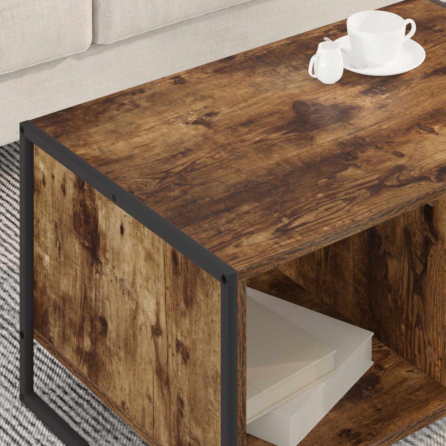 vidaXL Τραπεζάκι σαλονιού Καπνιστό Δρύς 80 x 50 x 40 cm