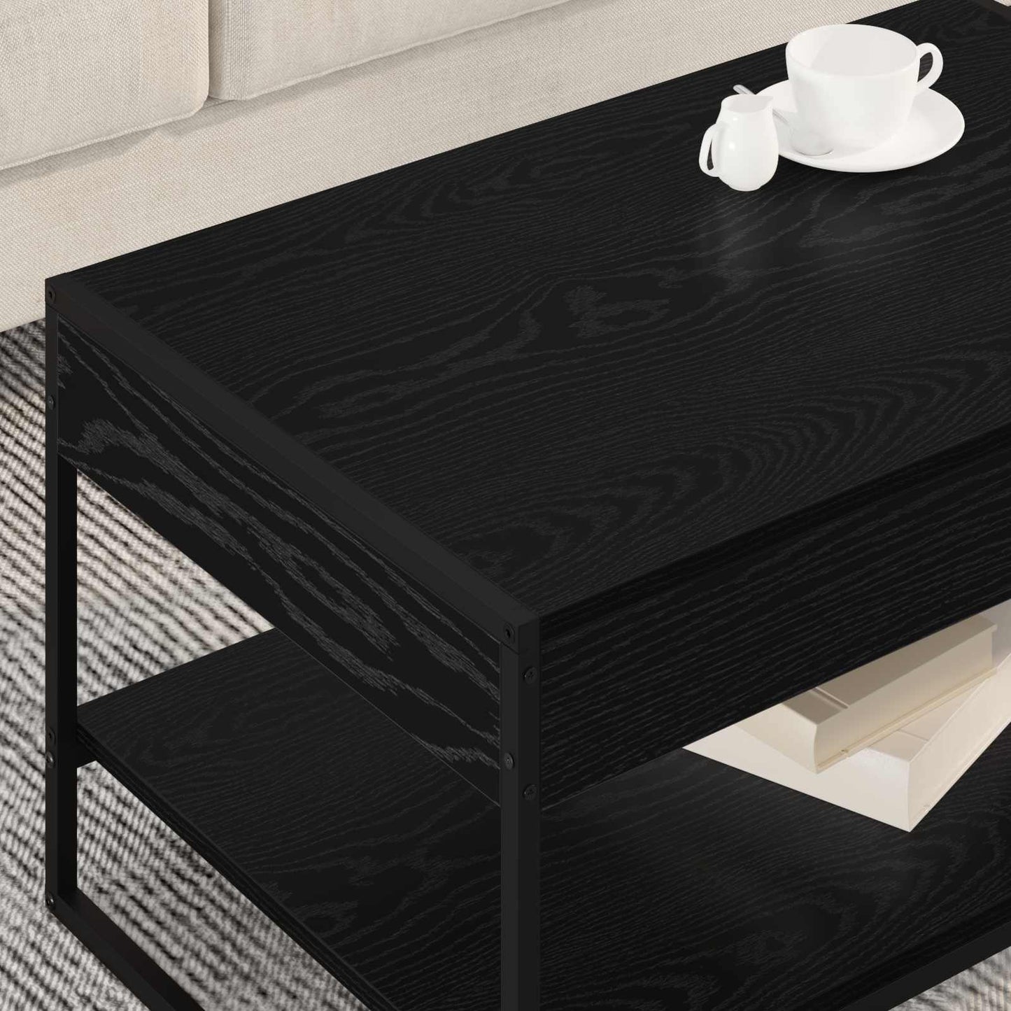 vidaXL Τραπεζάκι σαλονιού Μαύρη Οξυά 80 x 50 x 40 cm