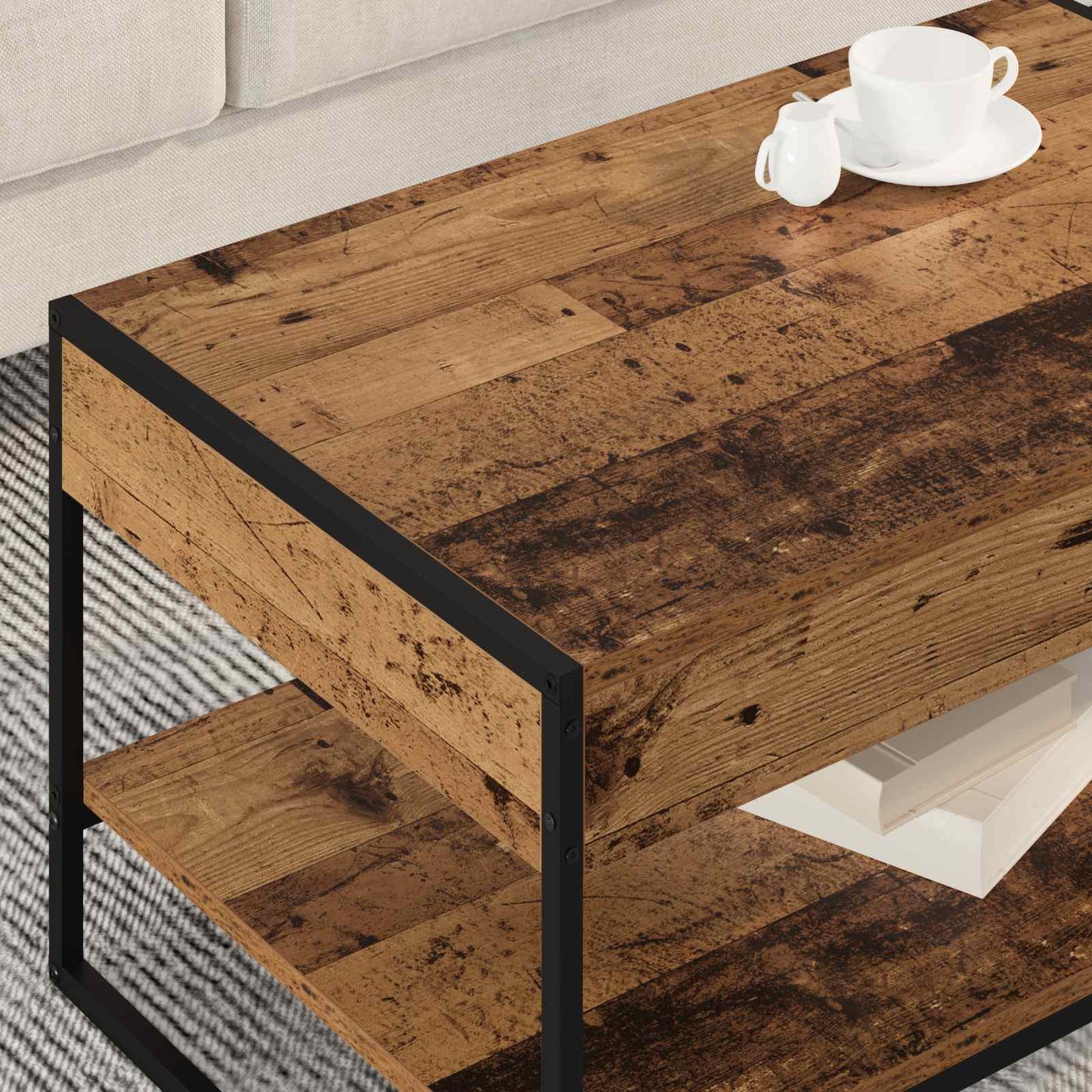 vidaXL Τραπεζάκι σαλονιού Παλιό Ξύλο 80 x 50 x 40 cm