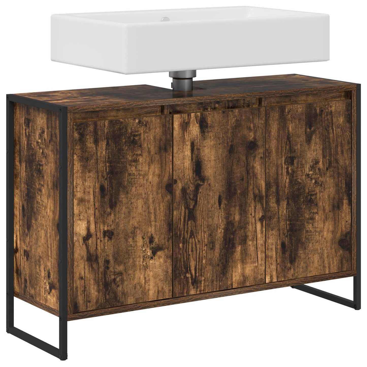 vidaXL Ντουλάπι Μπάνιου με αποθήκευση Καπνιστό Δρύς 90 x 30 x 60 cm