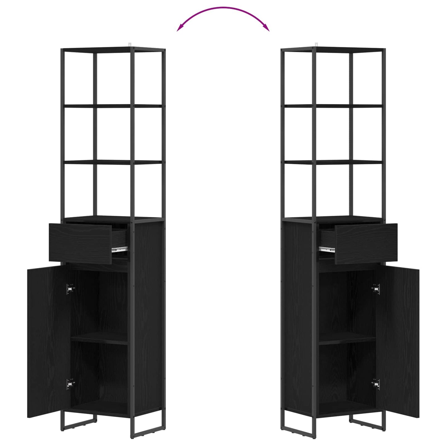 vidaXL Ντουλάπι Μπάνιου Μαύρη Οξυά 40 x 30 x 180 εκ Επεξεργασμένο ξύλο