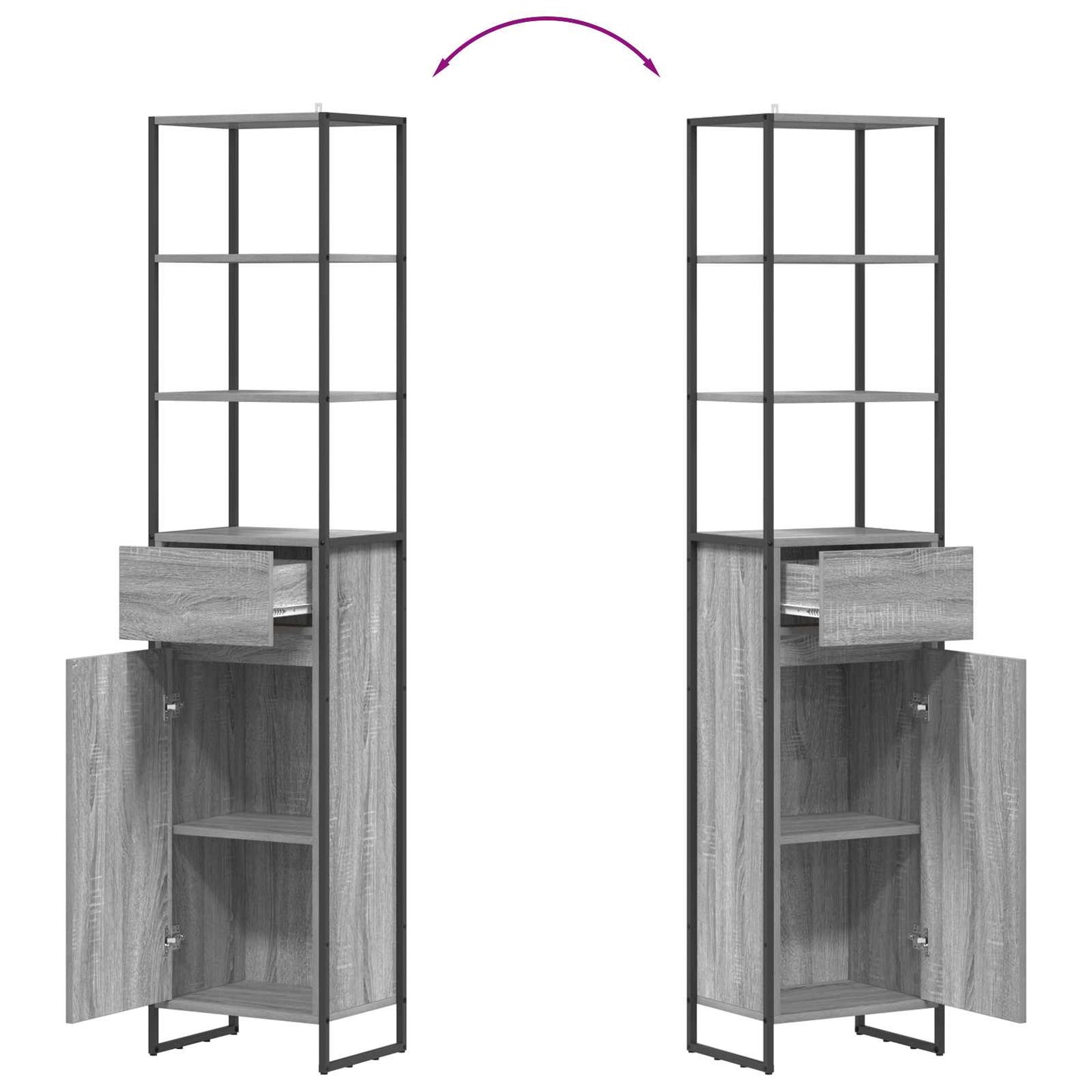 vidaXL Ντουλάπι Μπάνιου με συρτάρι Γκρίζο Σονομα 40 x 30 x 180 εκ