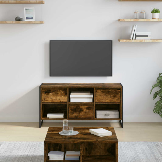 vidaXL Ντουλάπι TV Καπνιστό Δρύς 100 x 36 x 49,5 εκ Επεξεργασμένο ξύλο