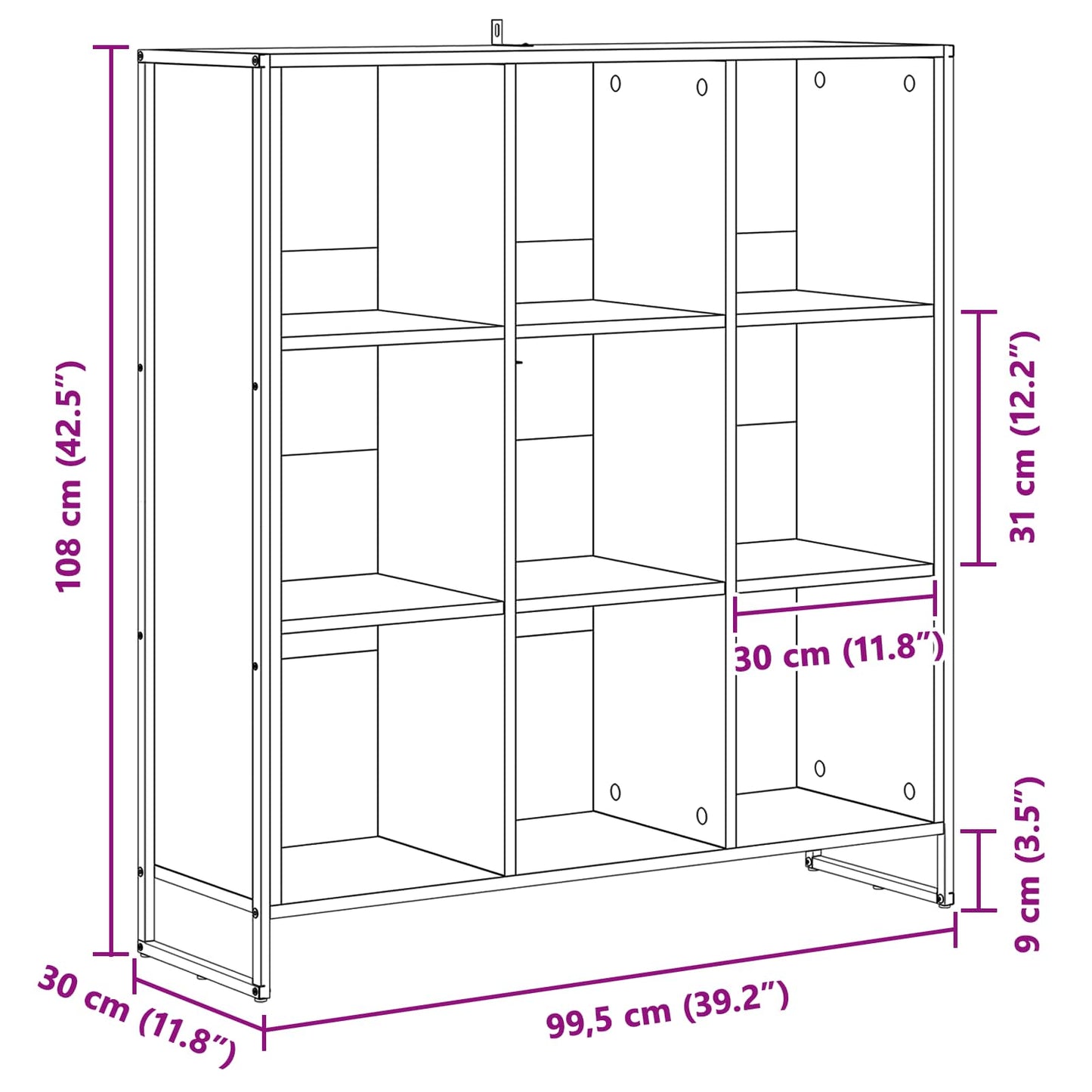 vidaXL Βιβλιοθήκη Σονόμα 99.5 x 30 x 108.5 εκ Επεξεργασμένο ξύλο