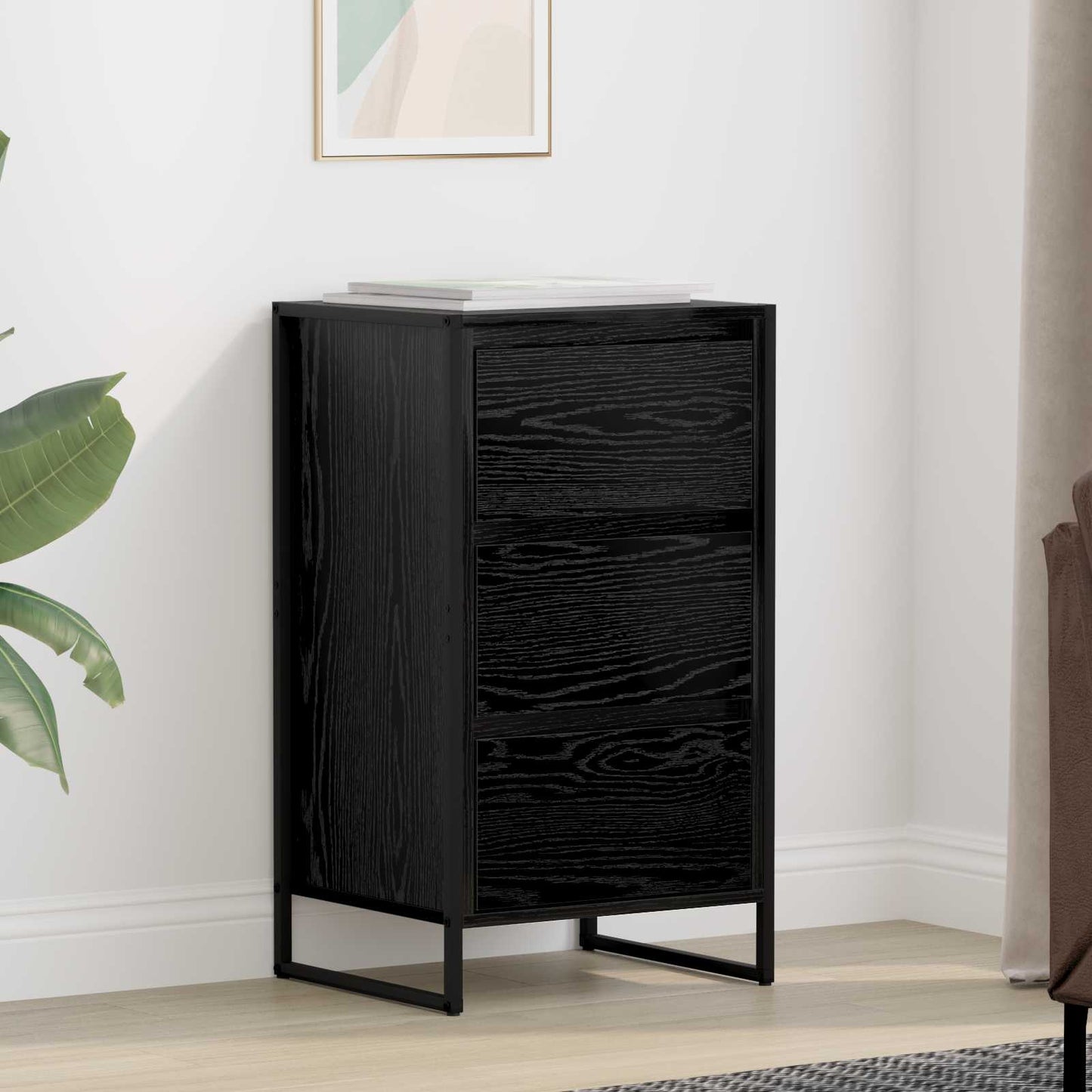 vidaXL Πλαϊνό γραφείο Μαύρη Οξυά 42 x 36 x 75.5 εκ. Επεξεργασμένο ξύλο