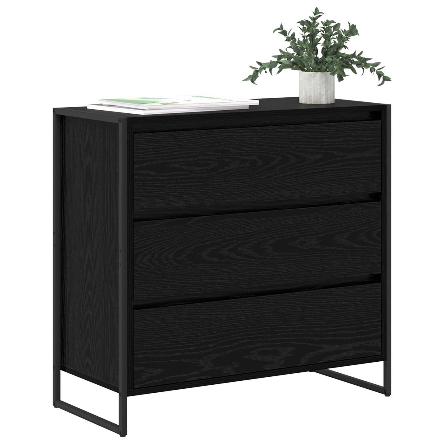 vidaXL Πλαϊνό γραφείο Μαύρη Οξυά 79 x 36 x 75.5 εκ. Επεξεργασμένο ξύλο