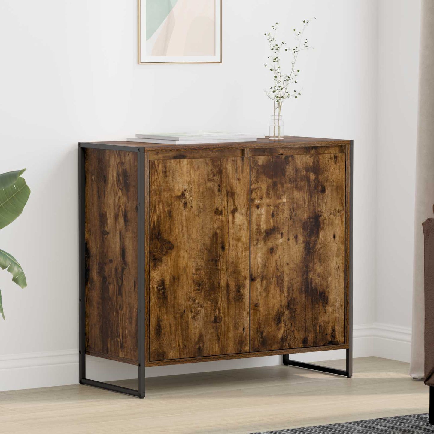 vidaXL Βοηθητικό ντουλάπι Καπνιστό Δρύς 79 x 36 x 75 εκ