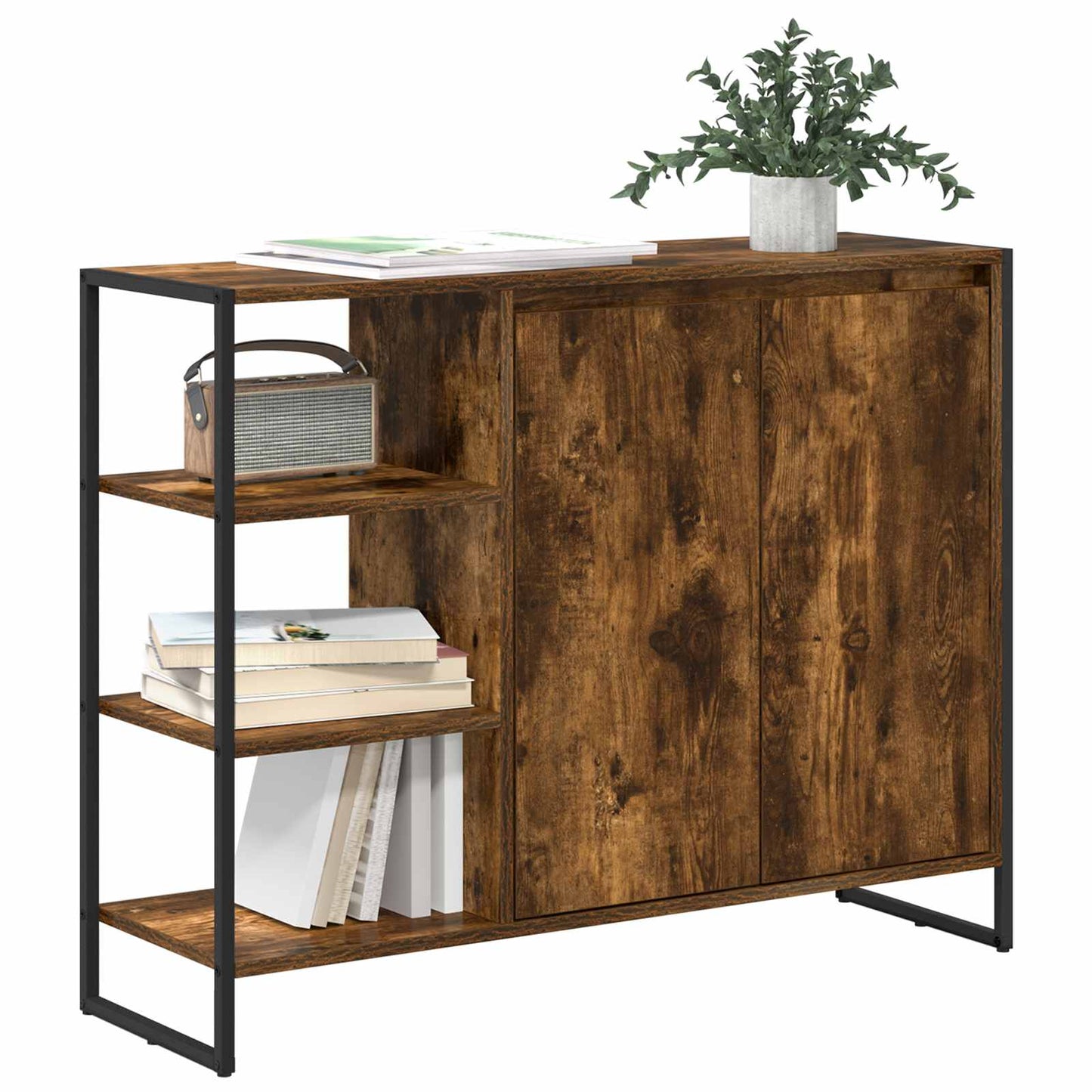 vidaXL Βοηθητικό ντουλάπι Καπνιστό Δρύς 96.5 x 30 x 75 εκ