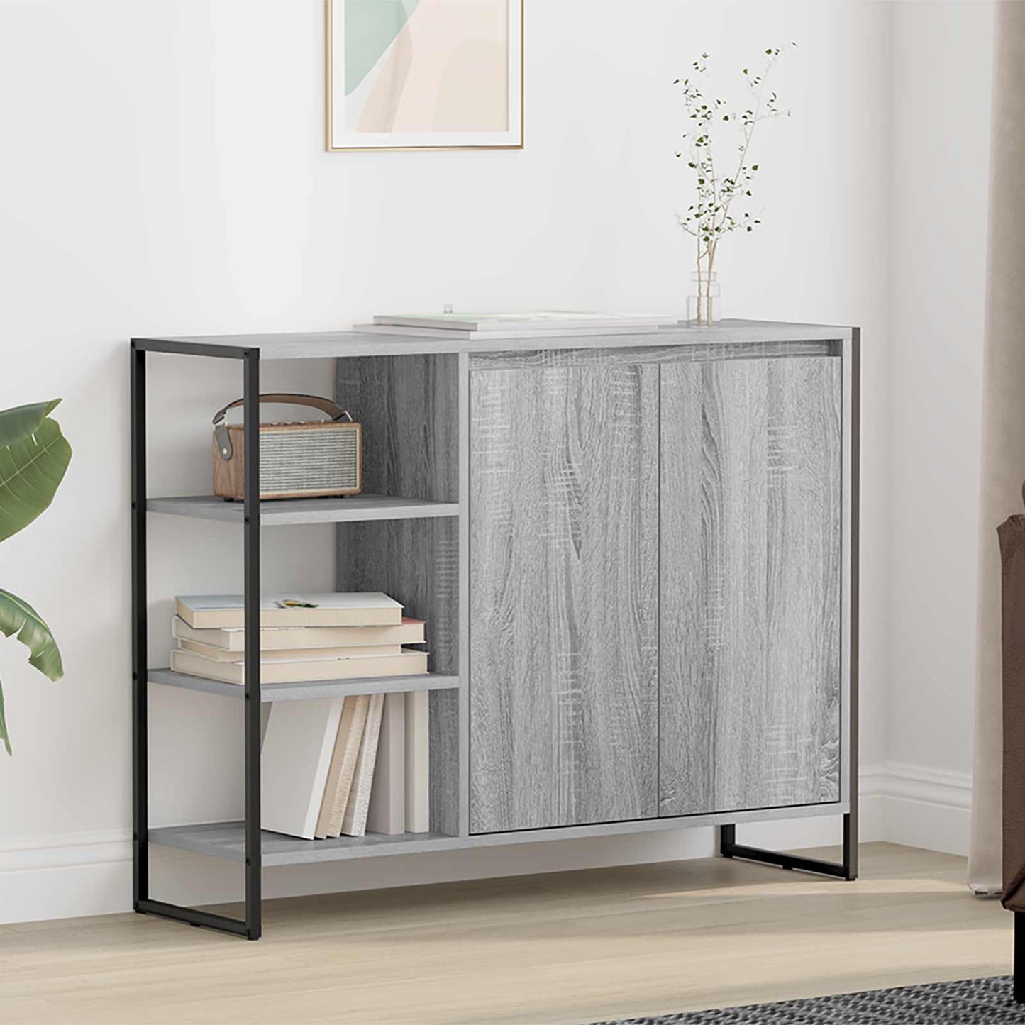 vidaXL Βοηθητικό ντουλάπι Γκρίζο Σονομα 96.5 x 30 x 75 εκ