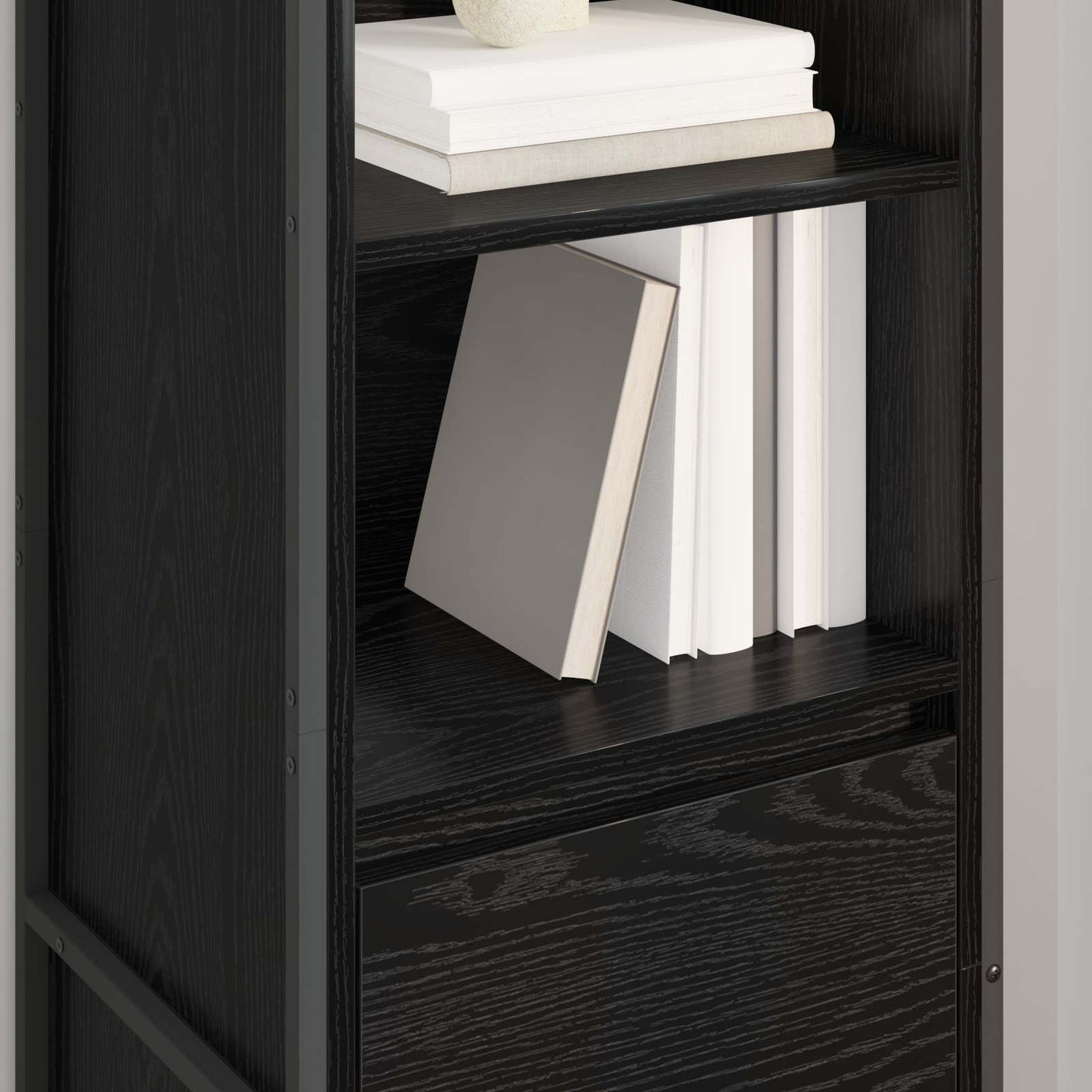 vidaXL Βιβλιοθήκη Μαύρη Οξυά 43 x 36 x 150.5 εκ Επεξεργασμένο ξύλο