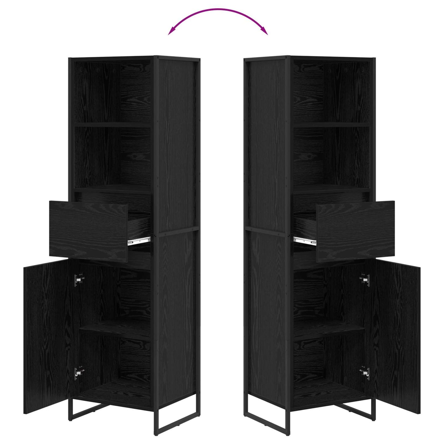 vidaXL Βιβλιοθήκη Μαύρη Οξυά 43 x 36 x 150.5 εκ Επεξεργασμένο ξύλο