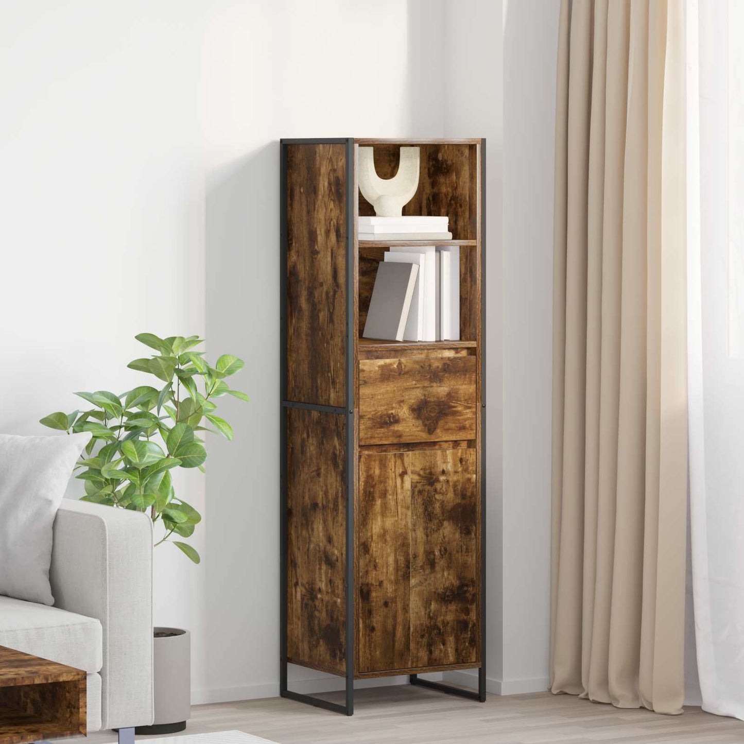 vidaXL Βιβλιοθήκη Καπνιστό Δρύς 43 x 36 x 150.5 εκ Επεξεργασμένο ξύλο