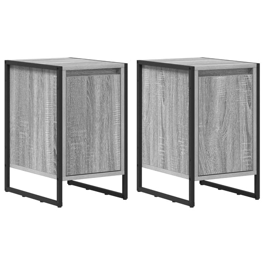 vidaXL Κομοδίνο 2 pcs Γκρίζο Σονομα 39,5 x 30 x 50 εκ