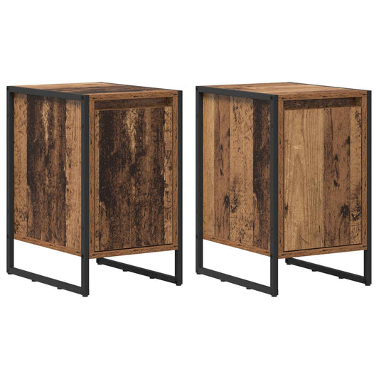 vidaXL Κομοδίνο 2 pcs Παλιό Ξύλο 39,5 x 30 x 50 εκ Επεξεργασμένο ξύλο