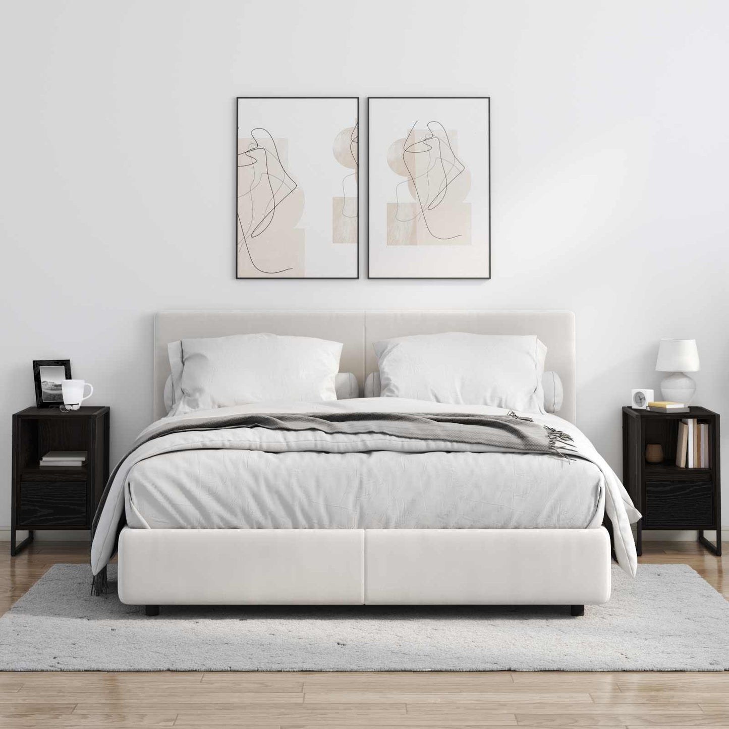vidaXL Κομοδίνο 2 pcs Μαύρη Οξυά 39,5 x 30 x 50 εκ Επεξεργασμένο ξύλο