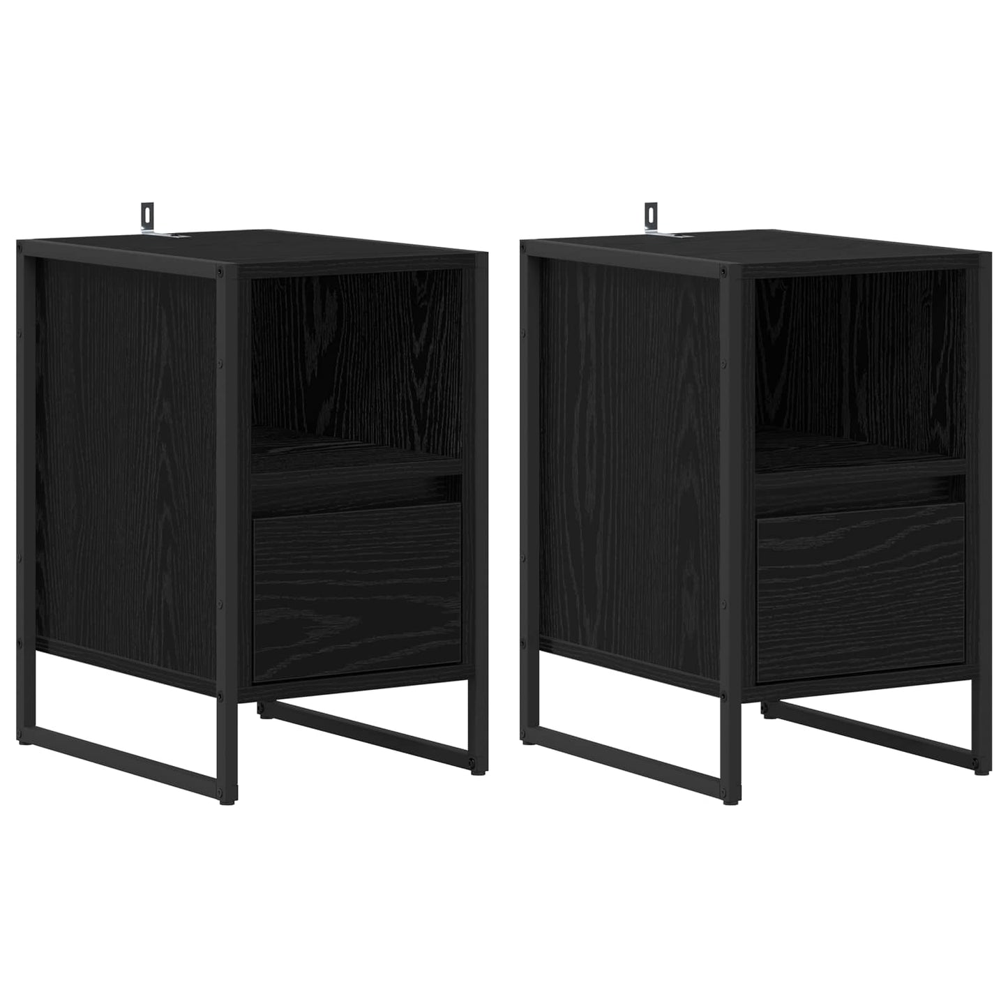 vidaXL Κομοδίνο 2 pcs Μαύρη Οξυά 39,5 x 30 x 50 εκ Επεξεργασμένο ξύλο