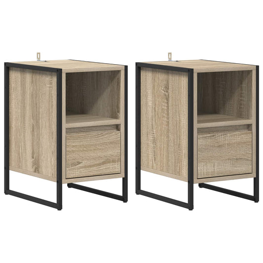vidaXL Κομοδίνο 2 pcs Σονόμα 39,5 x 30 x 50 εκ Επεξεργασμένο ξύλο