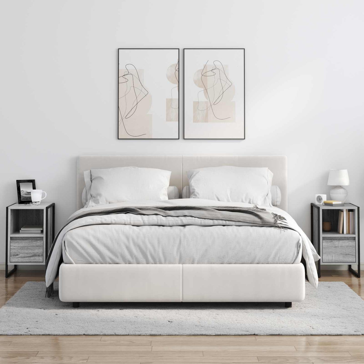 vidaXL Κομοδίνο με συρτάρι 2 pcs Γκρίζο Σονομα 39,5 x 30 x 50 εκ