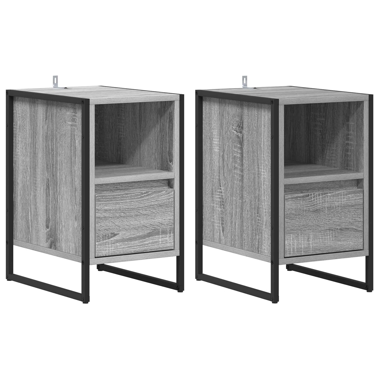 vidaXL Κομοδίνο με συρτάρι 2 pcs Γκρίζο Σονομα 39,5 x 30 x 50 εκ