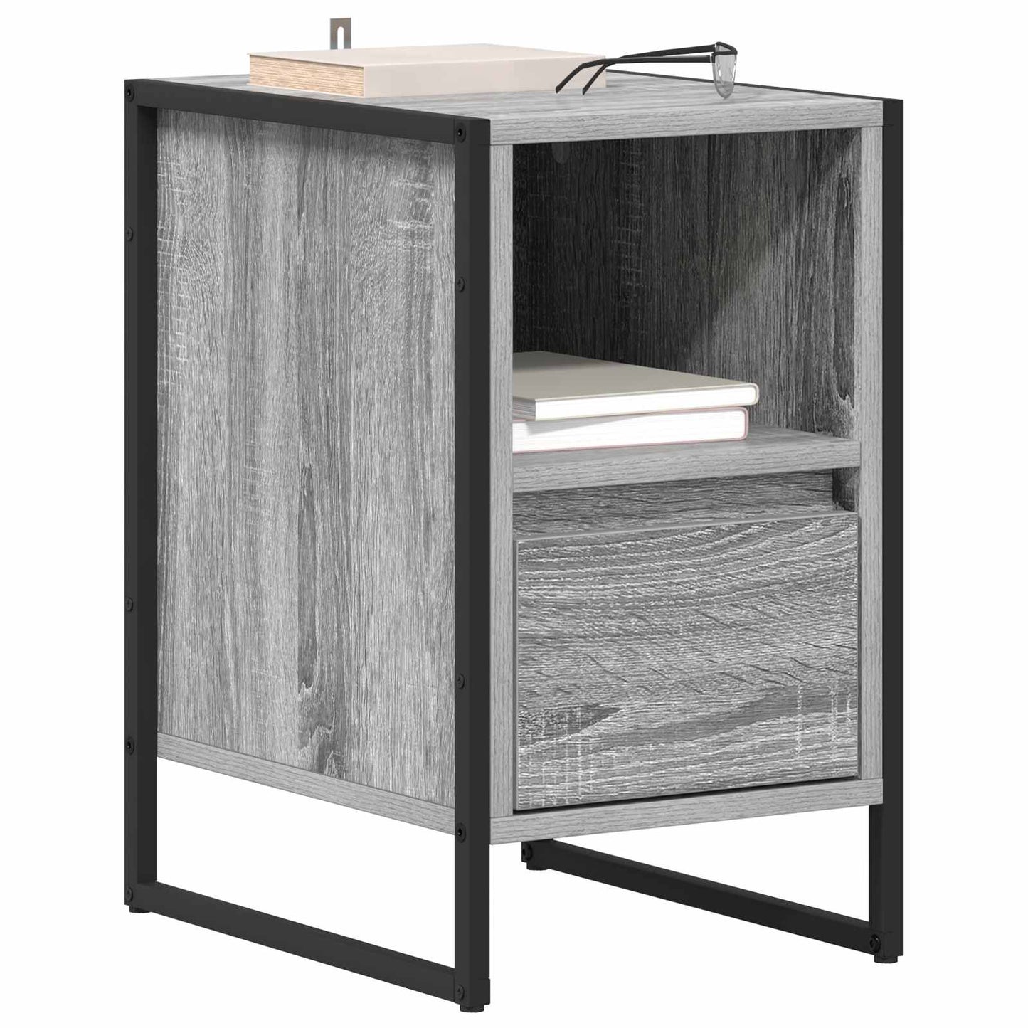 vidaXL Κομοδίνο με συρτάρι 2 pcs Γκρίζο Σονομα 39,5 x 30 x 50 εκ
