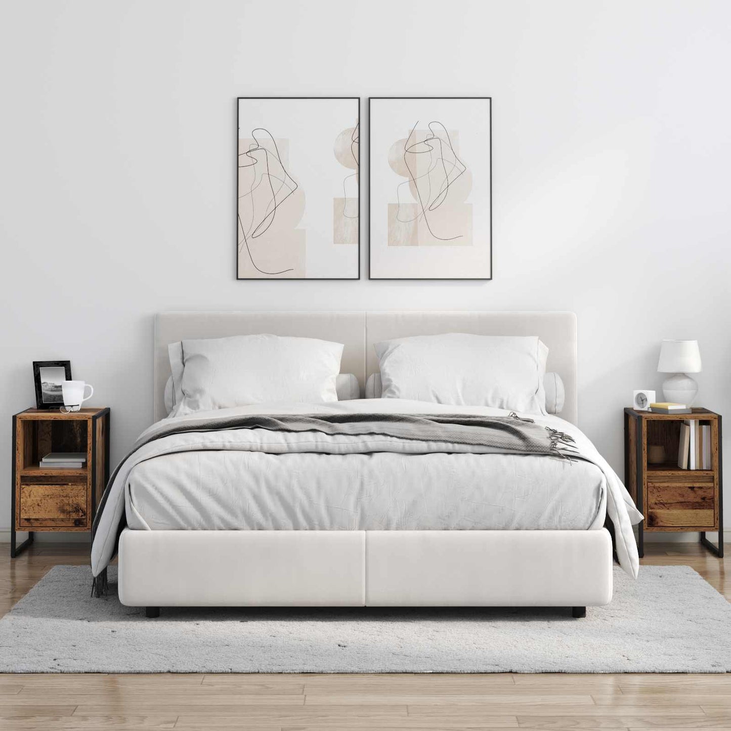 vidaXL Κομοδίνο 2 pcs Παλιό Ξύλο 39,5 x 30 x 50 εκ Επεξεργασμένο ξύλο