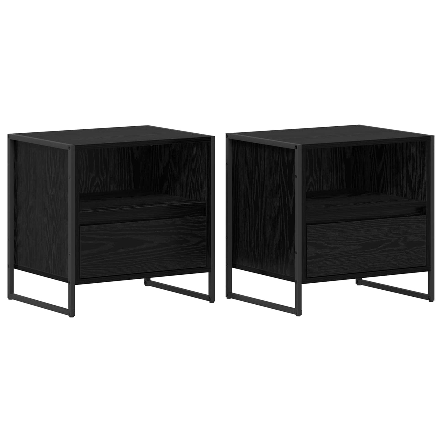 vidaXL Κομοδίνο 2 pcs Μαύρη Οξυά 50 x 39,5 x 50 εκ. Επεξεργασμένο ξύλο