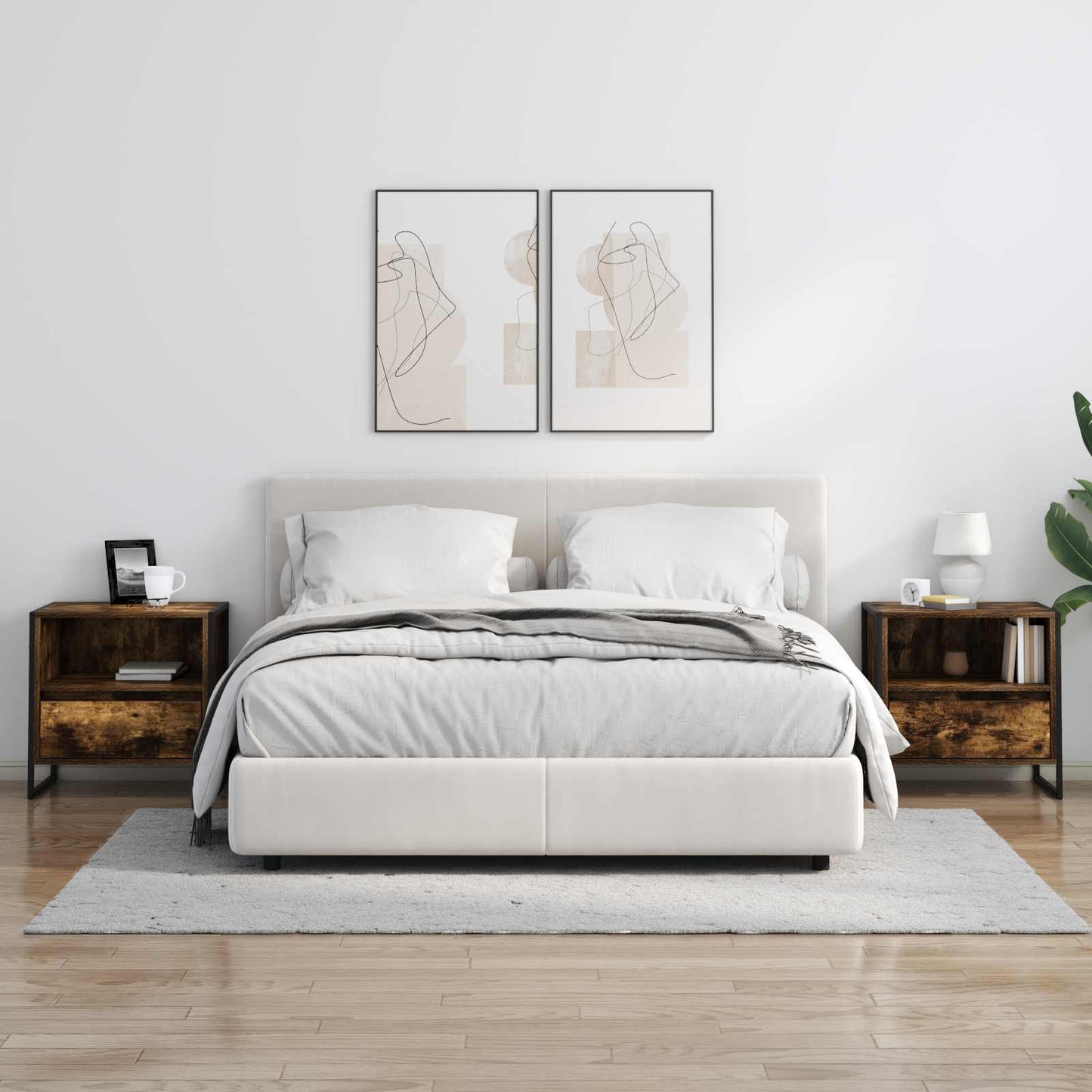 vidaXL Κομοδίνο με συρτάρι 2 pcs Καπνιστό Δρύς 50 x 39,5 x 50 εκ.