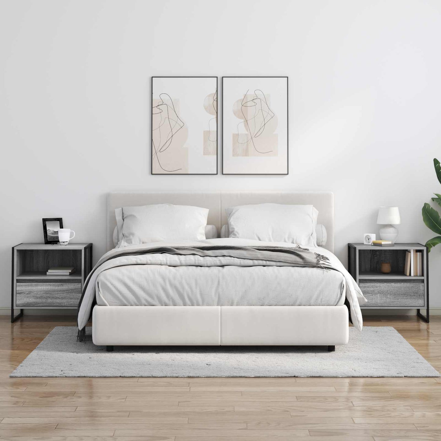 vidaXL Κομοδίνο με συρτάρι 2 pcs Γκρίζο Σονομα 50 x 39,5 x 50 εκ.