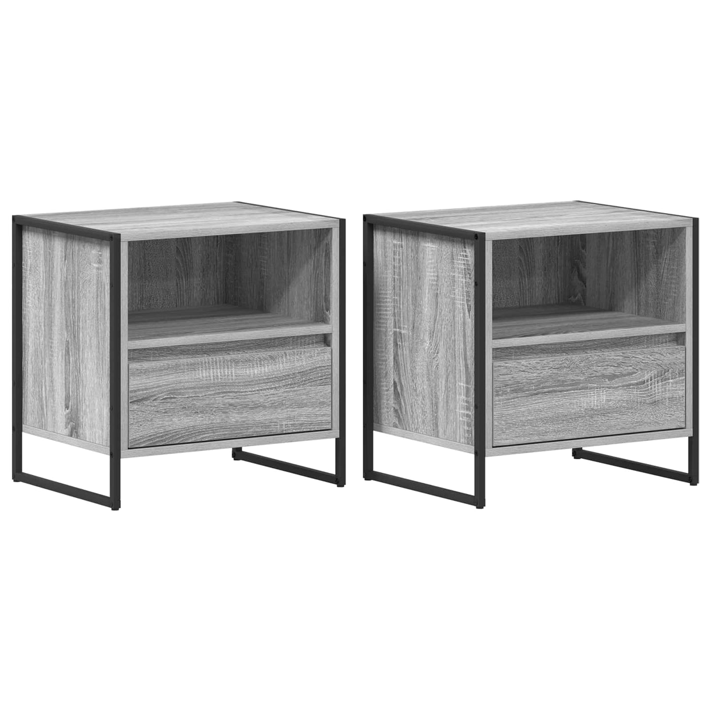 vidaXL Κομοδίνο με συρτάρι 2 pcs Γκρίζο Σονομα 50 x 39,5 x 50 εκ.