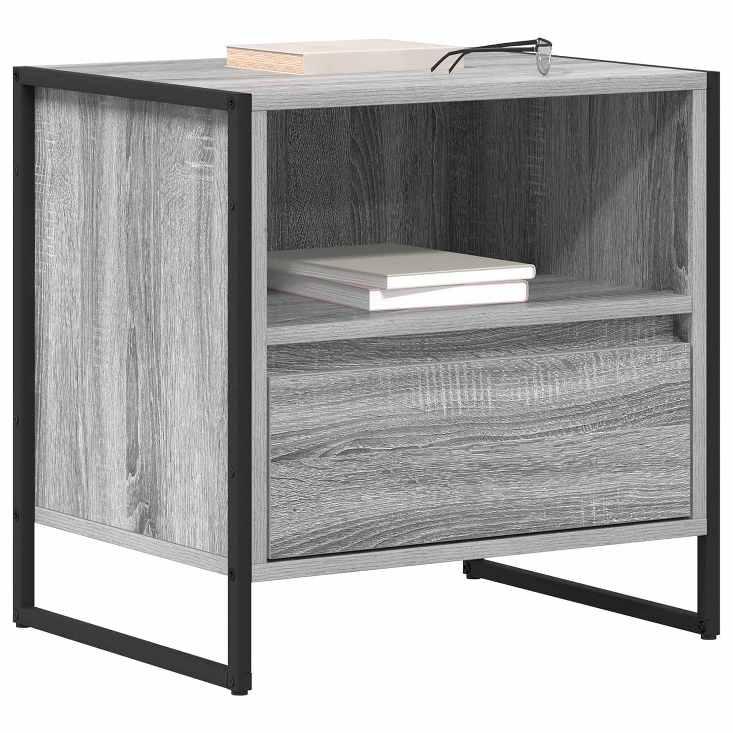 vidaXL Κομοδίνο με συρτάρι 2 pcs Γκρίζο Σονομα 50 x 39,5 x 50 εκ.