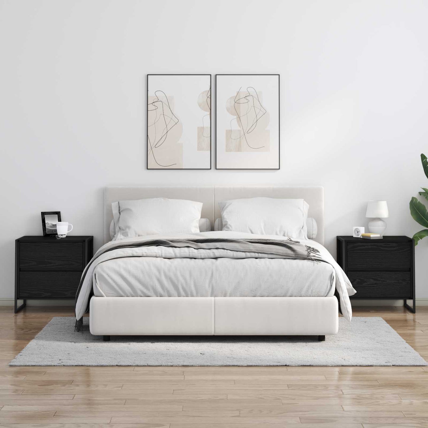 vidaXL Κομοδίνο 2 pcs Μαύρη Οξυά 50 x 39.5 x 50 εκ. Επεξεργασμένο ξύλο