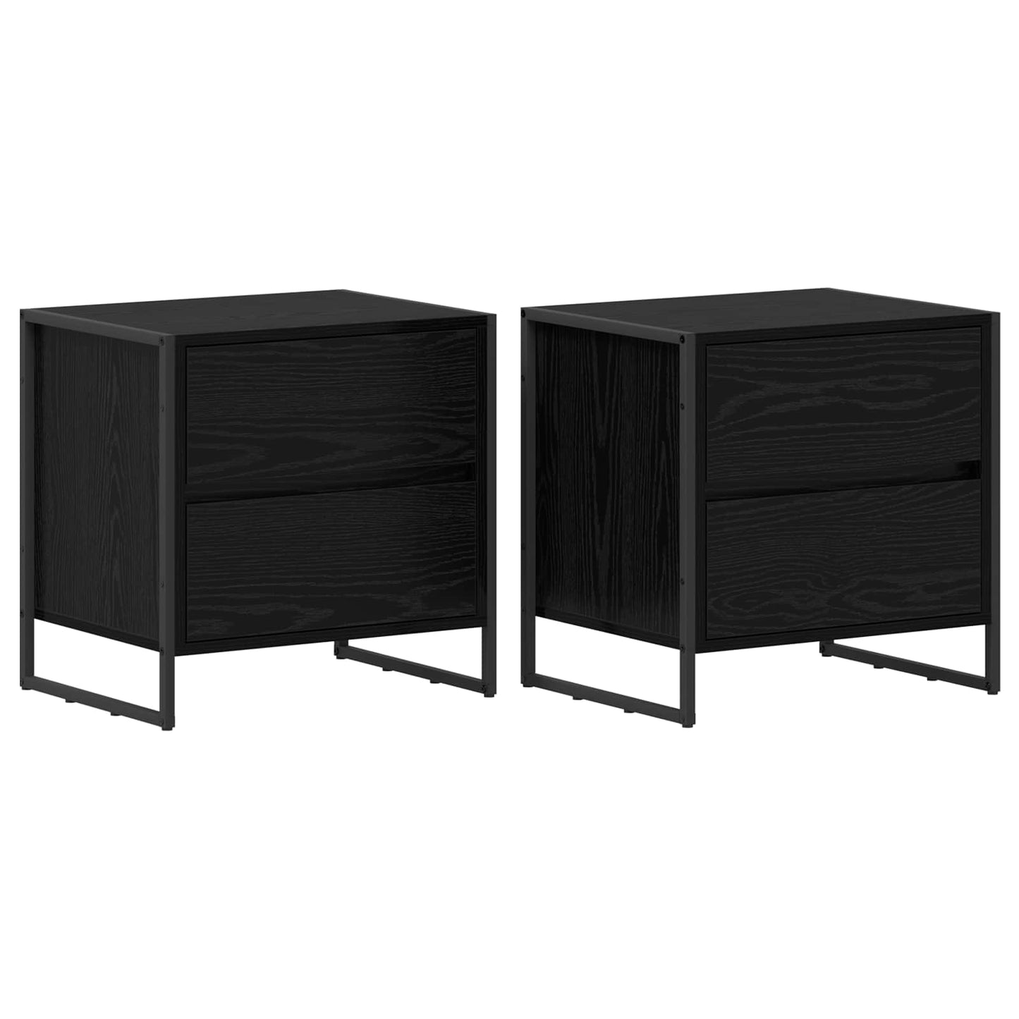 vidaXL Κομοδίνο 2 pcs Μαύρη Οξυά 50 x 39.5 x 50 εκ. Επεξεργασμένο ξύλο