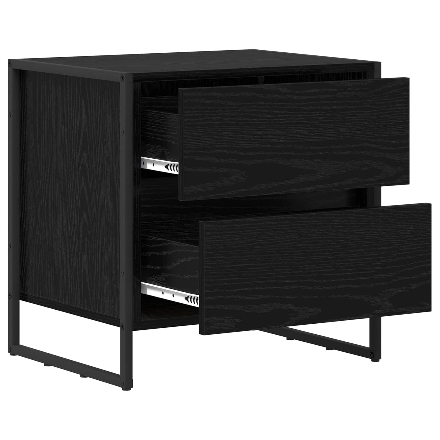 vidaXL Κομοδίνο 2 pcs Μαύρη Οξυά 50 x 39.5 x 50 εκ. Επεξεργασμένο ξύλο