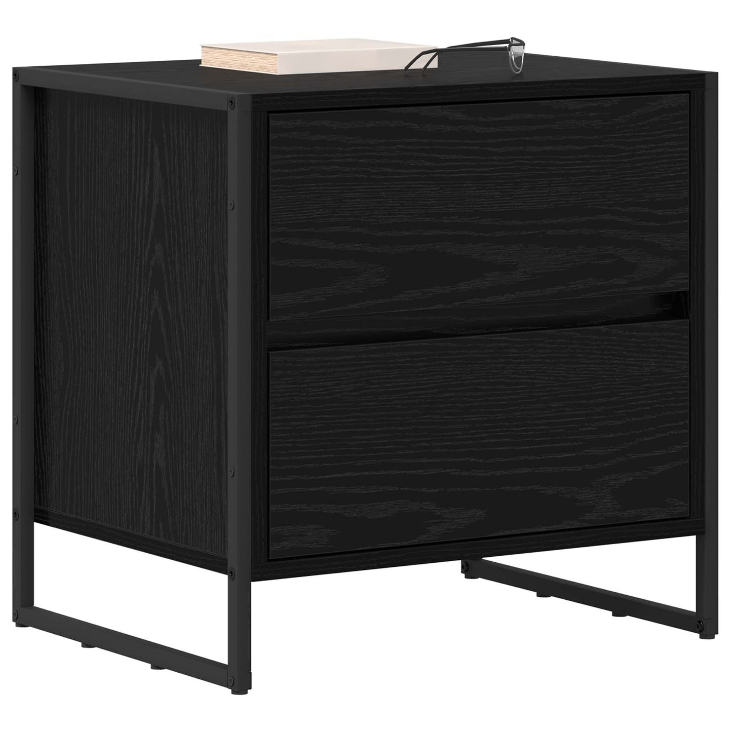 vidaXL Κομοδίνο 2 pcs Μαύρη Οξυά 50 x 39.5 x 50 εκ. Επεξεργασμένο ξύλο