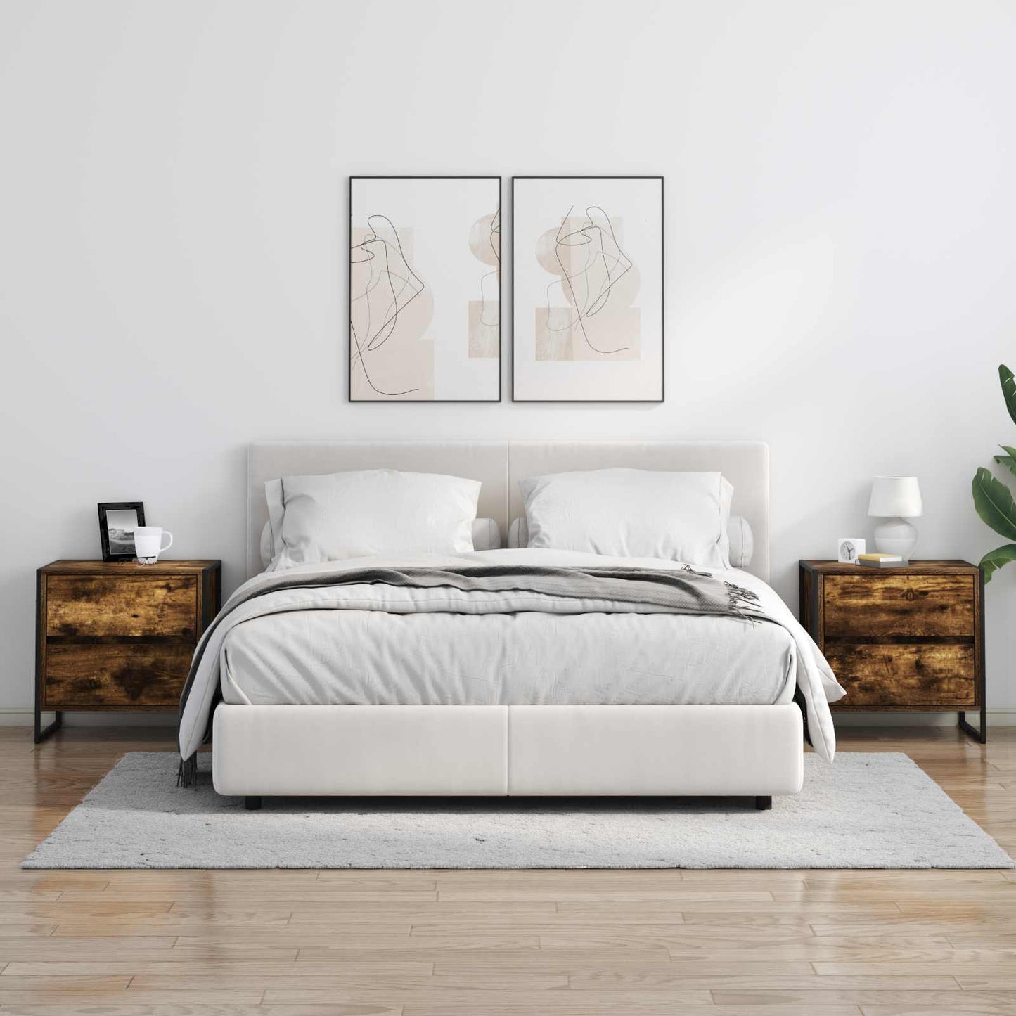 vidaXL Κομοδίνο με συρτάρι 2 pcs Καπνιστό Δρύς 50 x 39.5 x 50 εκ.