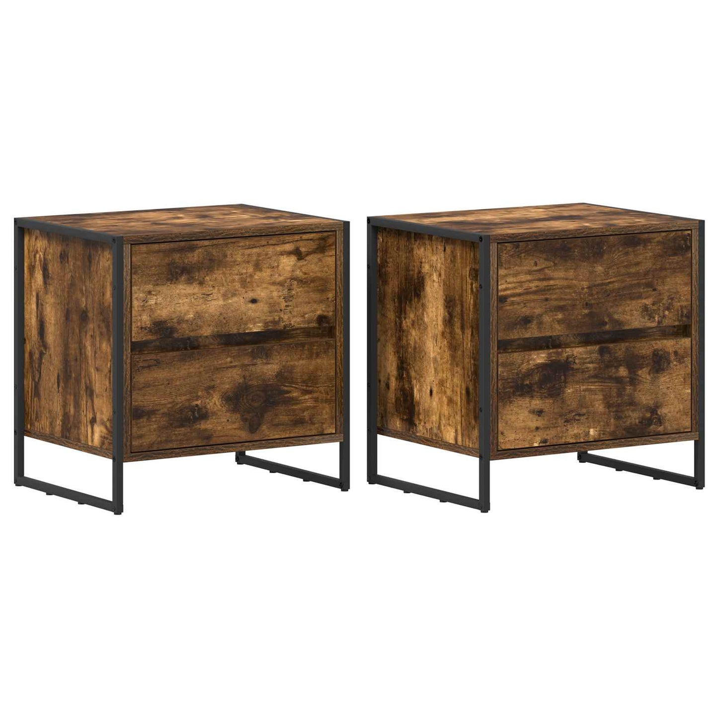 vidaXL Κομοδίνο με συρτάρι 2 pcs Καπνιστό Δρύς 50 x 39.5 x 50 εκ.