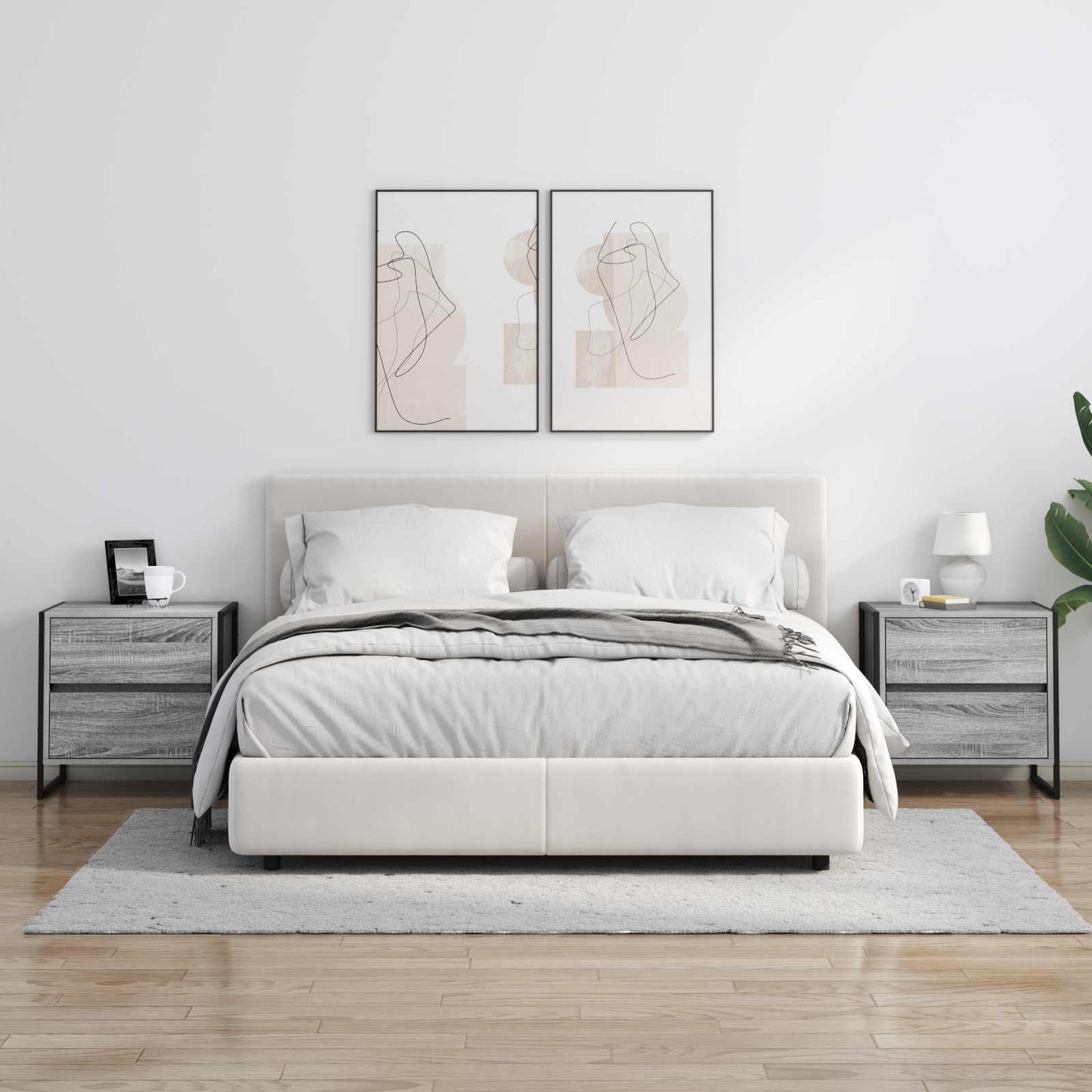 vidaXL Κομοδίνο με συρτάρι 2 pcs Γκρίζο Σονομα 50 x 39.5 x 50 εκ.