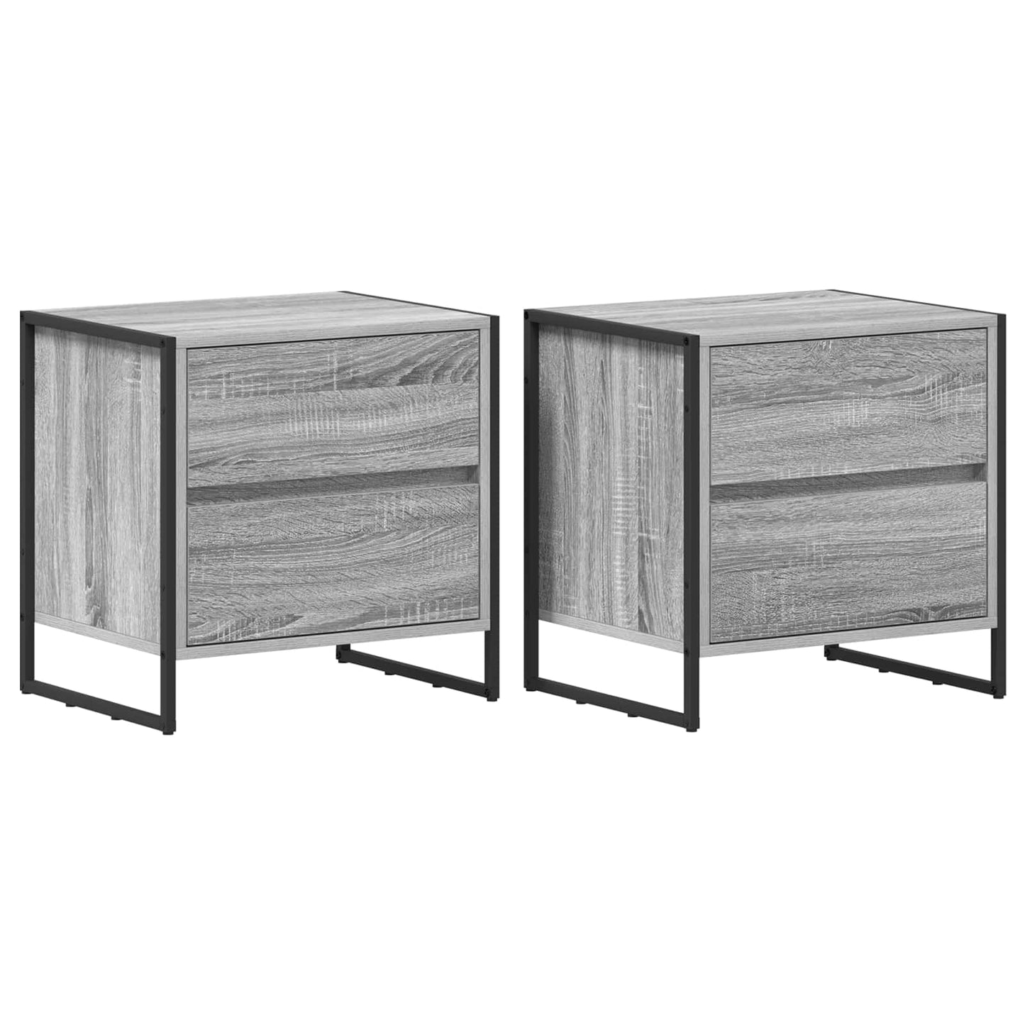 vidaXL Κομοδίνο με συρτάρι 2 pcs Γκρίζο Σονομα 50 x 39.5 x 50 εκ.