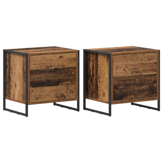 vidaXL Κομοδίνο 2 pcs Παλιό Ξύλο 50 x 39.5 x 50 εκ. Επεξεργασμένο ξύλο