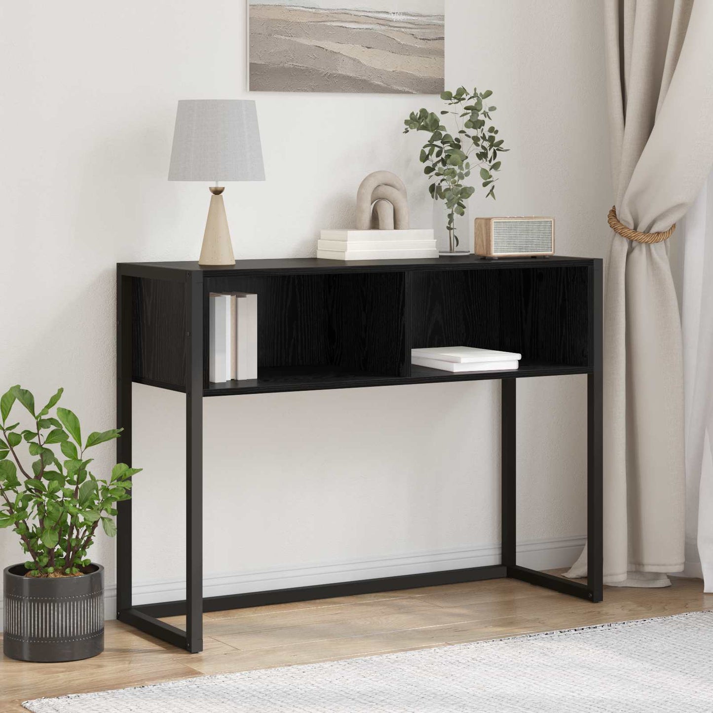 vidaXL End Table Μαύρη Οξυά 100 x 36 x 75 εκ. Επεξεργασμένο ξύλο