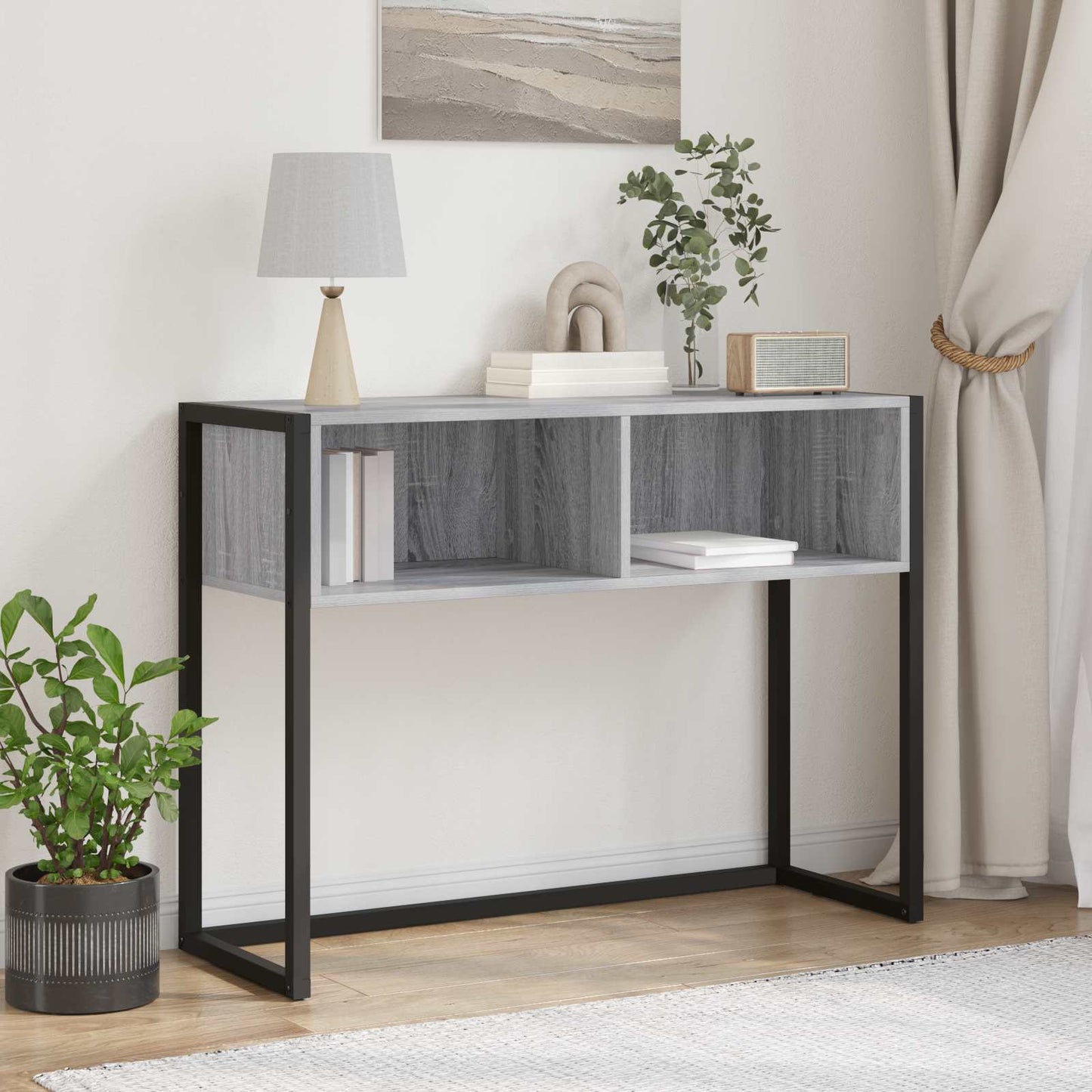 vidaXL End Table Γκρίζο Σονομα 100 x 36 x 75 εκ. Επεξεργασμένο ξύλο