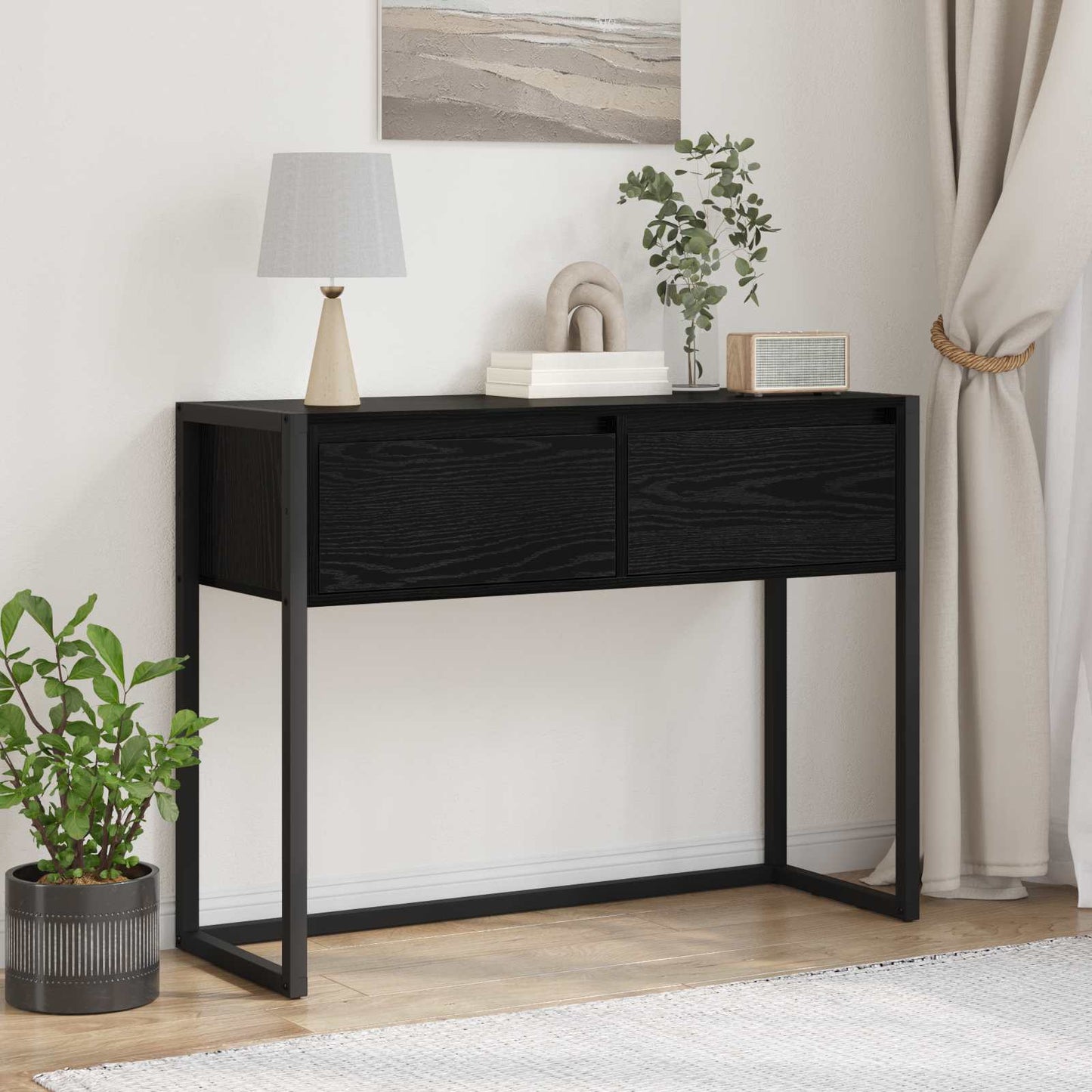 vidaXL End Table Μαύρη Οξυά 100 x 36 x 75 εκ. Επεξεργασμένο ξύλο