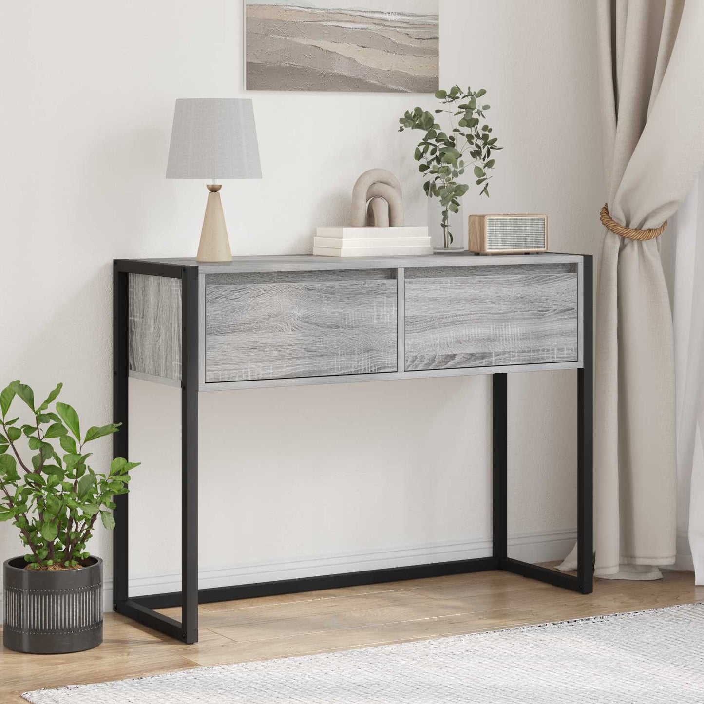 vidaXL End Table Γκρίζο Σονομα 100 x 36 x 75 εκ. Επεξεργασμένο ξύλο