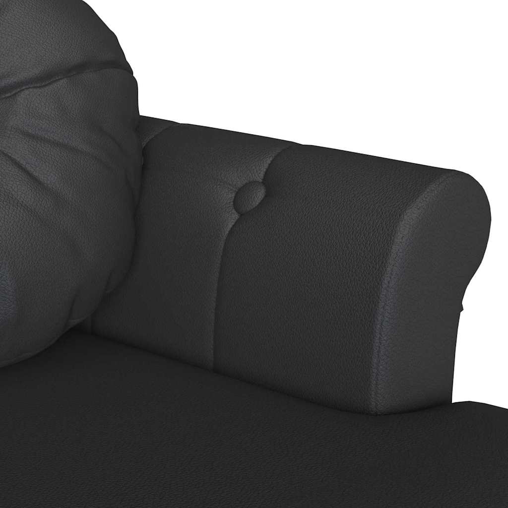 vidaXL Καναπές Chesterfield Μαύρο 120,5 x 65 x 75 εκ. Τεχνητό Δέρμα