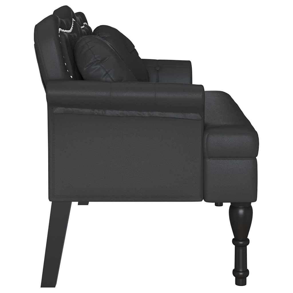 vidaXL Καναπές Chesterfield Μαύρο 120,5 x 65 x 75 εκ. Τεχνητό Δέρμα