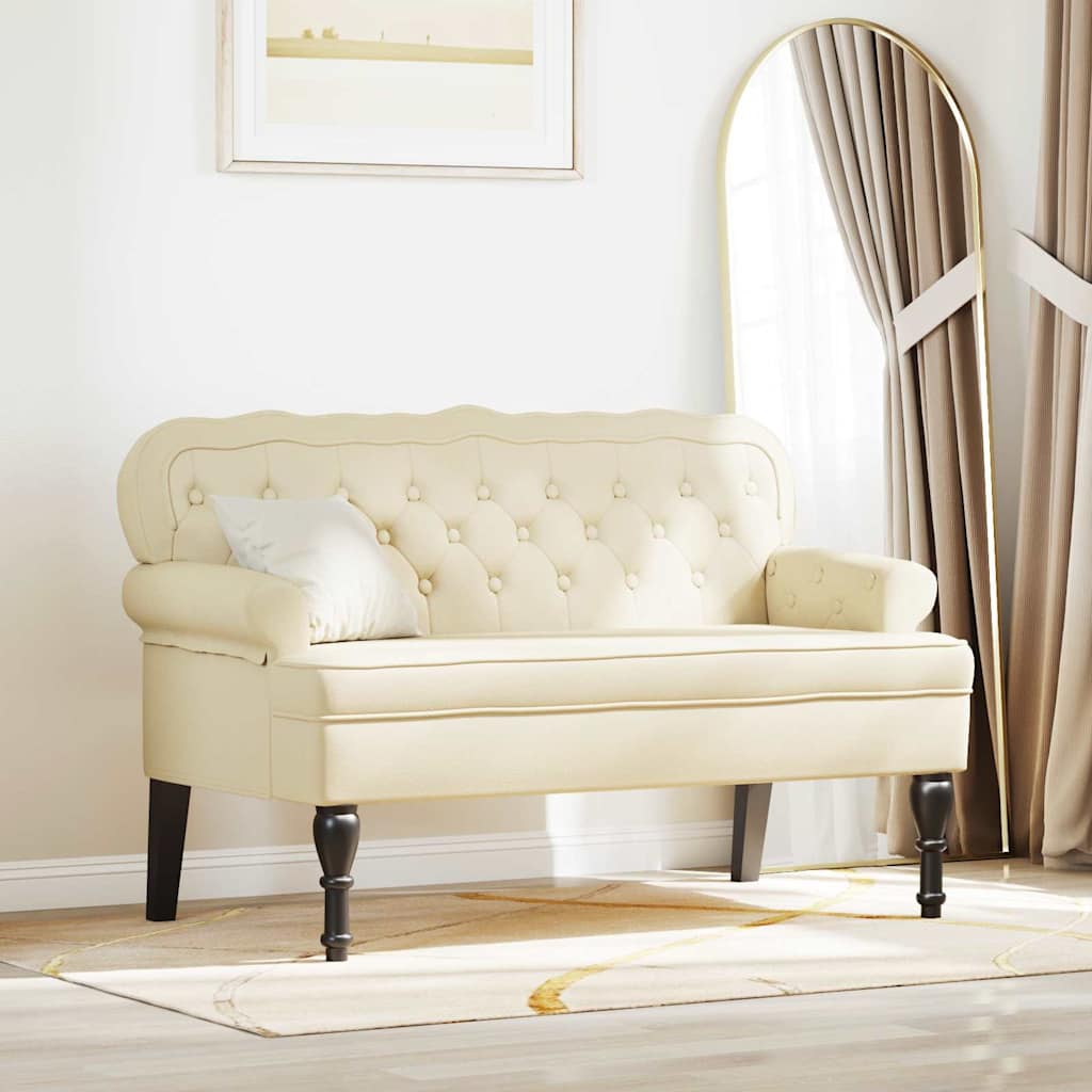 vidaXL Καναπές Chesterfield Κρεμ 119,5 x 64,5 x 75 εκ. Τεχνητό Δέρμα