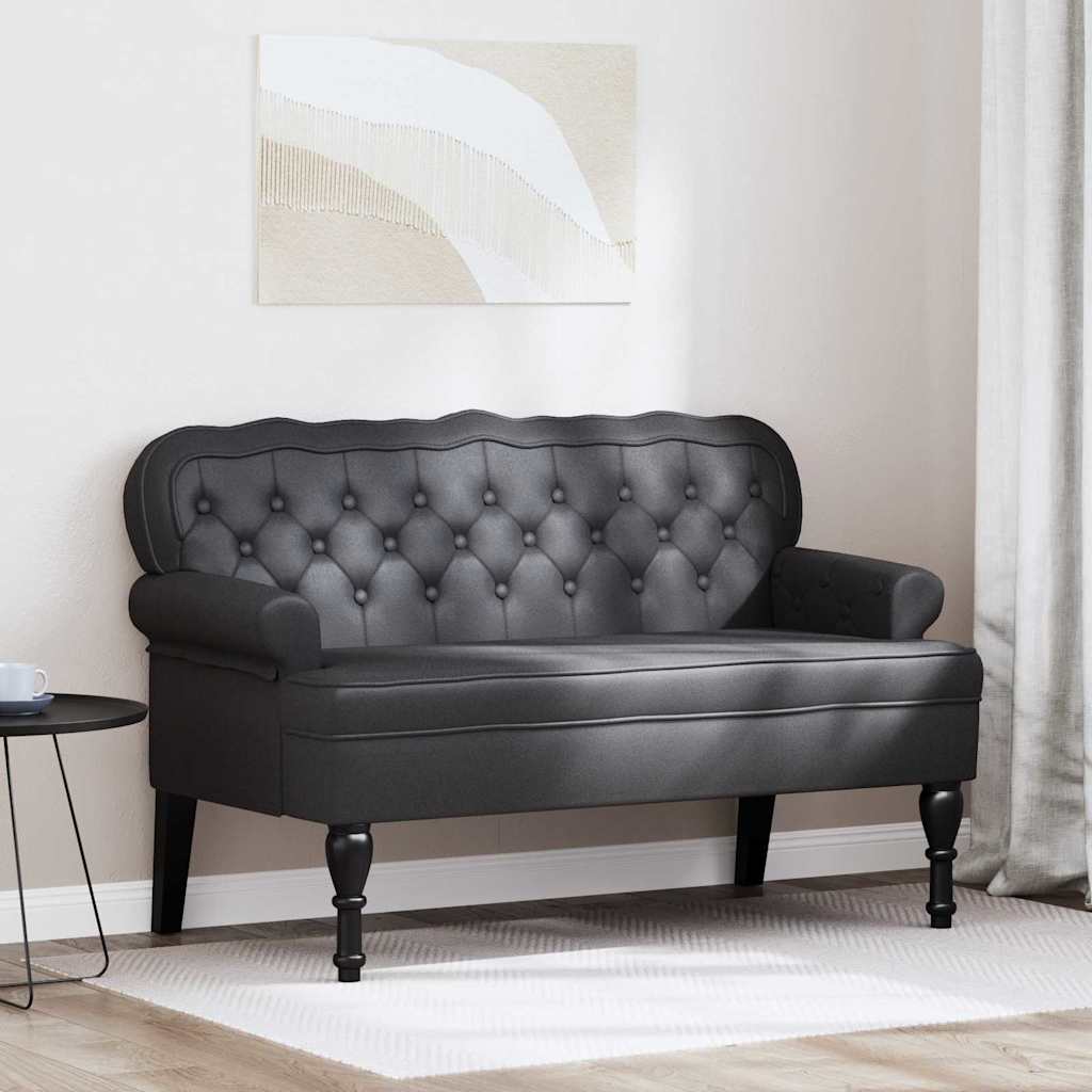 vidaXL Καναπές Chesterfield Μαύρο 119,5 x 64,5 x 75 εκ. Τεχνητό Δέρμα