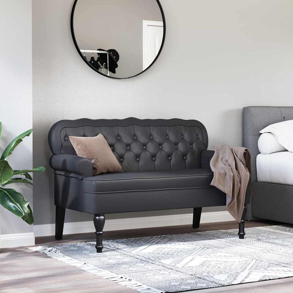 vidaXL Καναπές Chesterfield Μαύρο 119,5 x 64,5 x 75 εκ. Τεχνητό Δέρμα